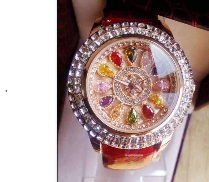 Feshionn IOBI Watches Kaleidoscope of Colors Deluxe Crystal & Leather Wrist Watch ~ Four Colors to Choose!