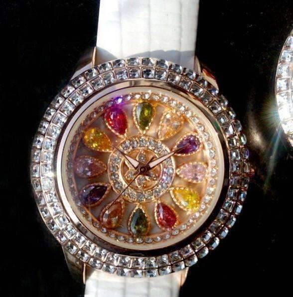 Feshionn IOBI Watches Kaleidoscope of Colors Deluxe Crystal & Leather Wrist Watch ~ Four Colors to Choose!