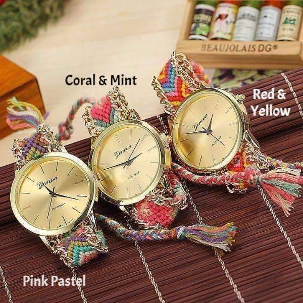 Feshionn IOBI Watches Pink Pastel Offbeat Hand Woven Watch in 13 Colorful Patterns