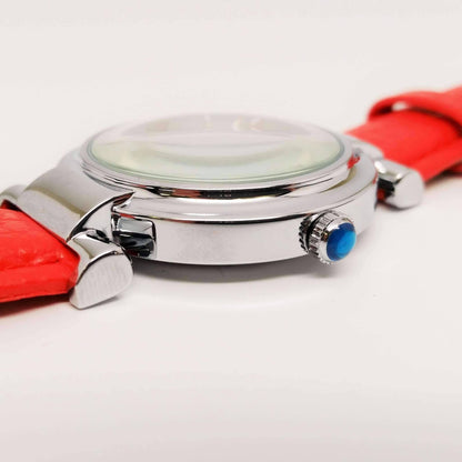 Feshionn IOBI Watches Red with Blue Crown Sophisticated Omega Case Water Resistant Wrist Watch With Leather Band - 5 Colors to Choose!