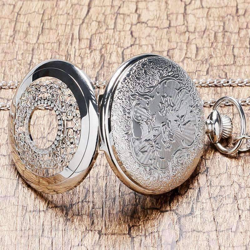 Feshionn IOBI Watches Silver Scroll Detail Classic Pocket Watch