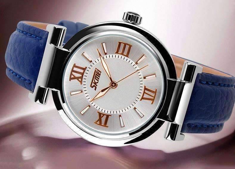 Feshionn IOBI Watches Sophisticated Omega Case Water Resistant Wrist Watch With Leather Band - 5 Colors to Choose!