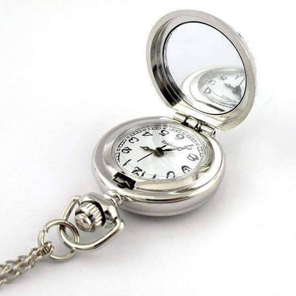 Feshionn IOBI Watches White Pearl Flower Vintage Style Mini Pocket Watch Necklace