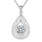Lined Pear Drop CZ Sterling Silver Necklace