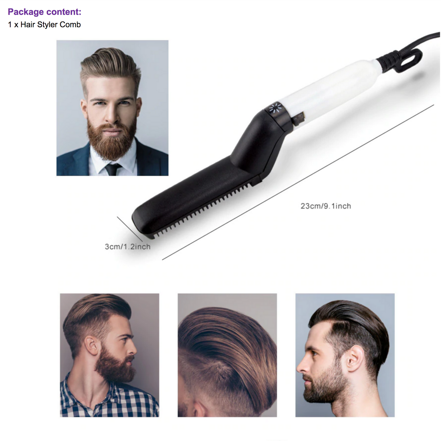 Hair and Beard Straightener Multifunctional Comb Brush for Man