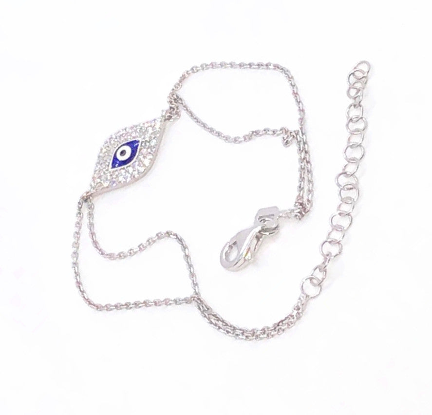 Charming Evil Eye CZ & Sterling Silver Bracelet