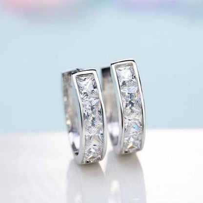 Princess Cut IOBI Crystals Oval Hoop Earrings