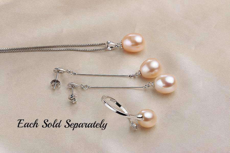 Peach Genuine Freshwater Pearl Drop Necklace