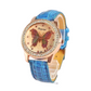 Shimmering Butterfly Rose Gold Ladies Leather Watch For Woman