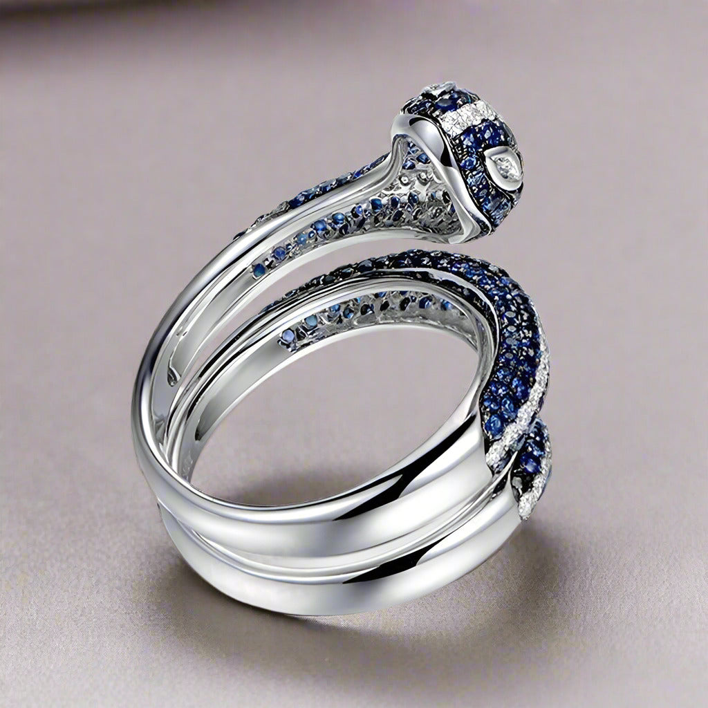 Tempeste En Bleu 2CTW Snake OB Simulated Diamond Ring for Women Gift