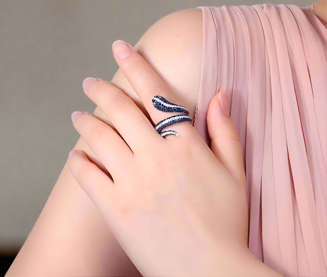 Tempeste En Bleu 2CTW Snake OB Simulated Diamond Ring for Women Gift