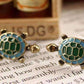 Tiny Turtle Green Enamel Stud Earrings