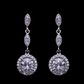 Pavé Triple Drop CZ Halo Earrings