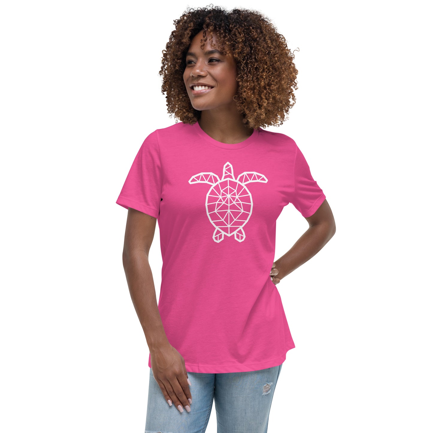 Women's Relaxed Soft & Smooth Premium Quality T-Shirt Mosaic Turtle Design by IOBI Original Apparel