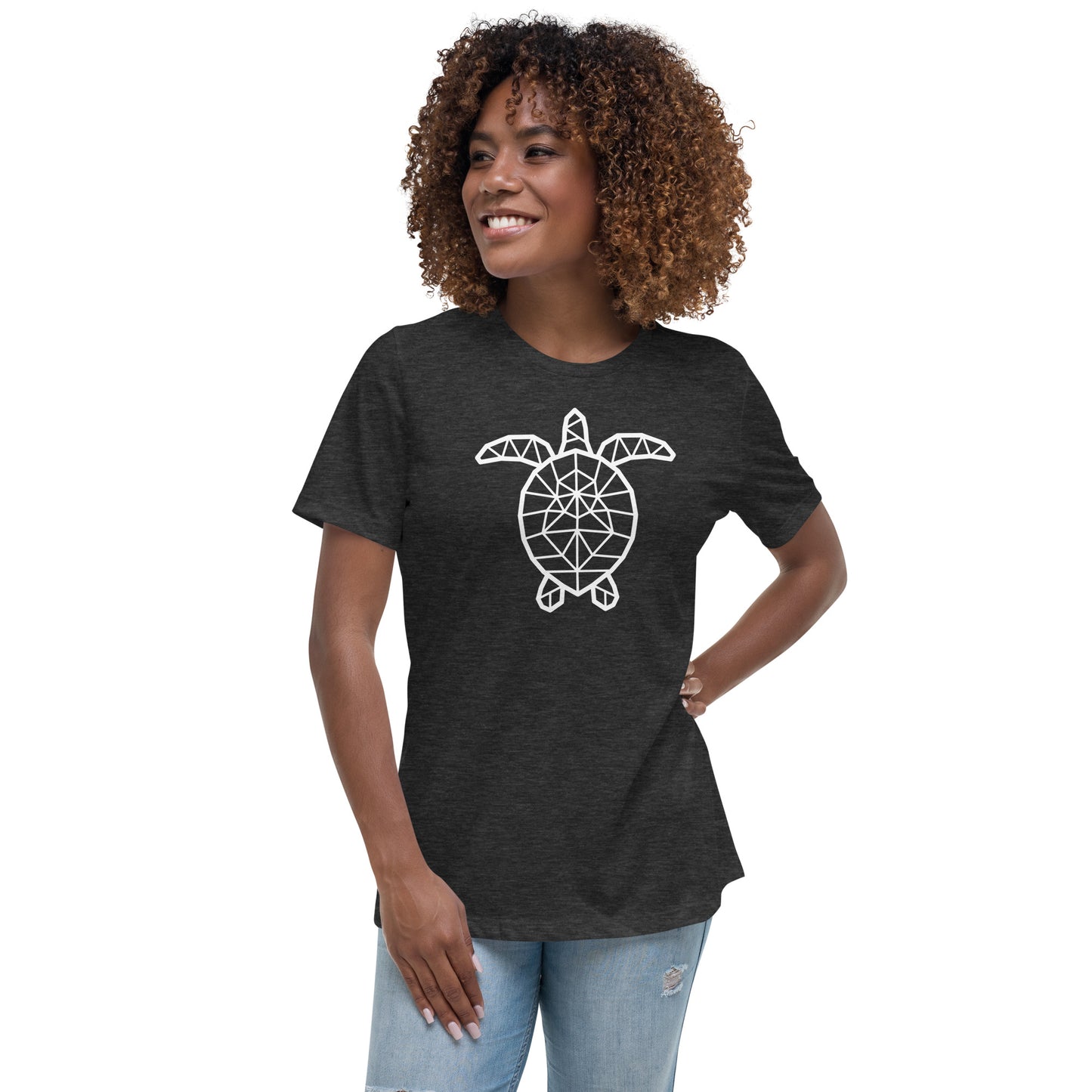 Women's Relaxed Soft & Smooth Premium Quality T-Shirt Mosaic Turtle Design by IOBI Original Apparel