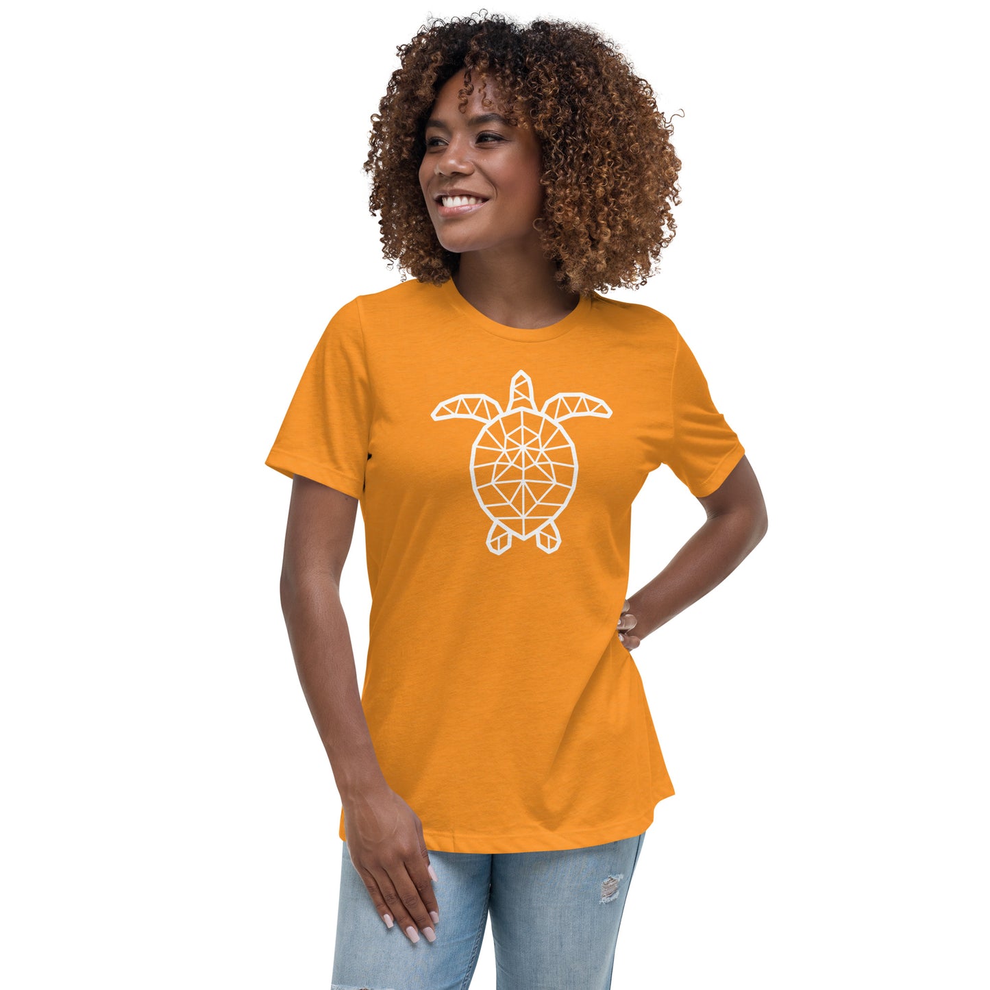 Women's Relaxed Soft & Smooth Premium Quality T-Shirt Mosaic Turtle Design by IOBI Original Apparel