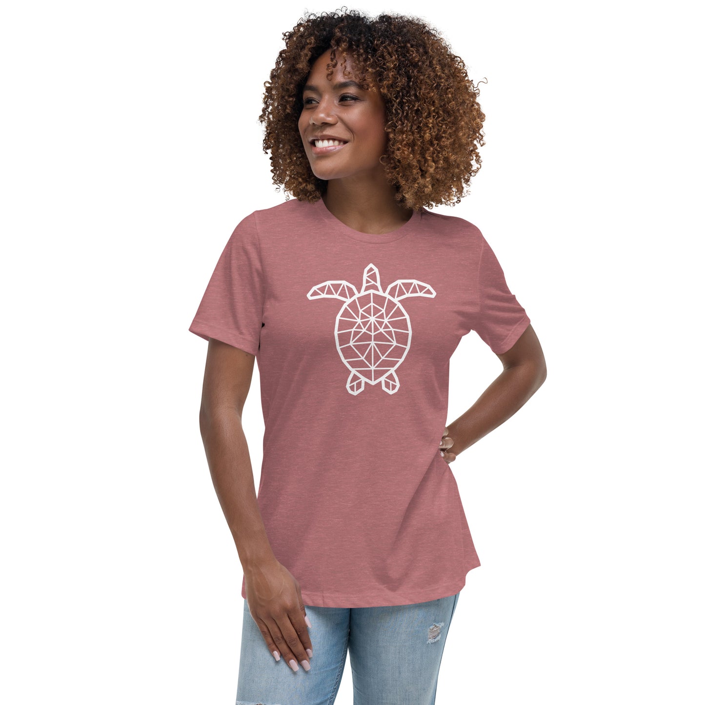 Women's Relaxed Soft & Smooth Premium Quality T-Shirt Mosaic Turtle Design by IOBI Original Apparel