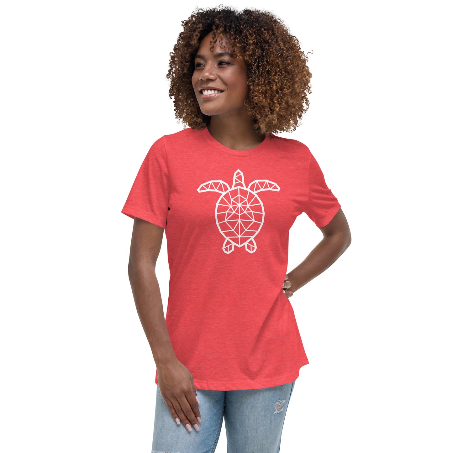 Women's Relaxed Soft & Smooth Premium Quality T-Shirt Mosaic Turtle Design by IOBI Original Apparel