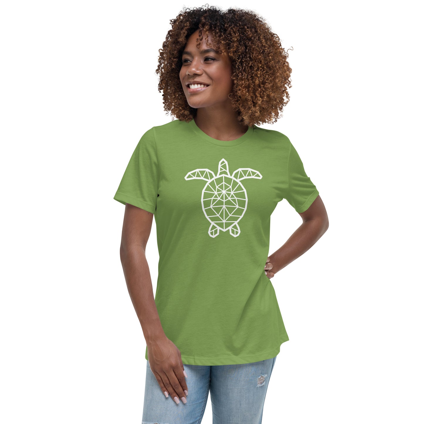 Women's Relaxed Soft & Smooth Premium Quality T-Shirt Mosaic Turtle Design by IOBI Original Apparel