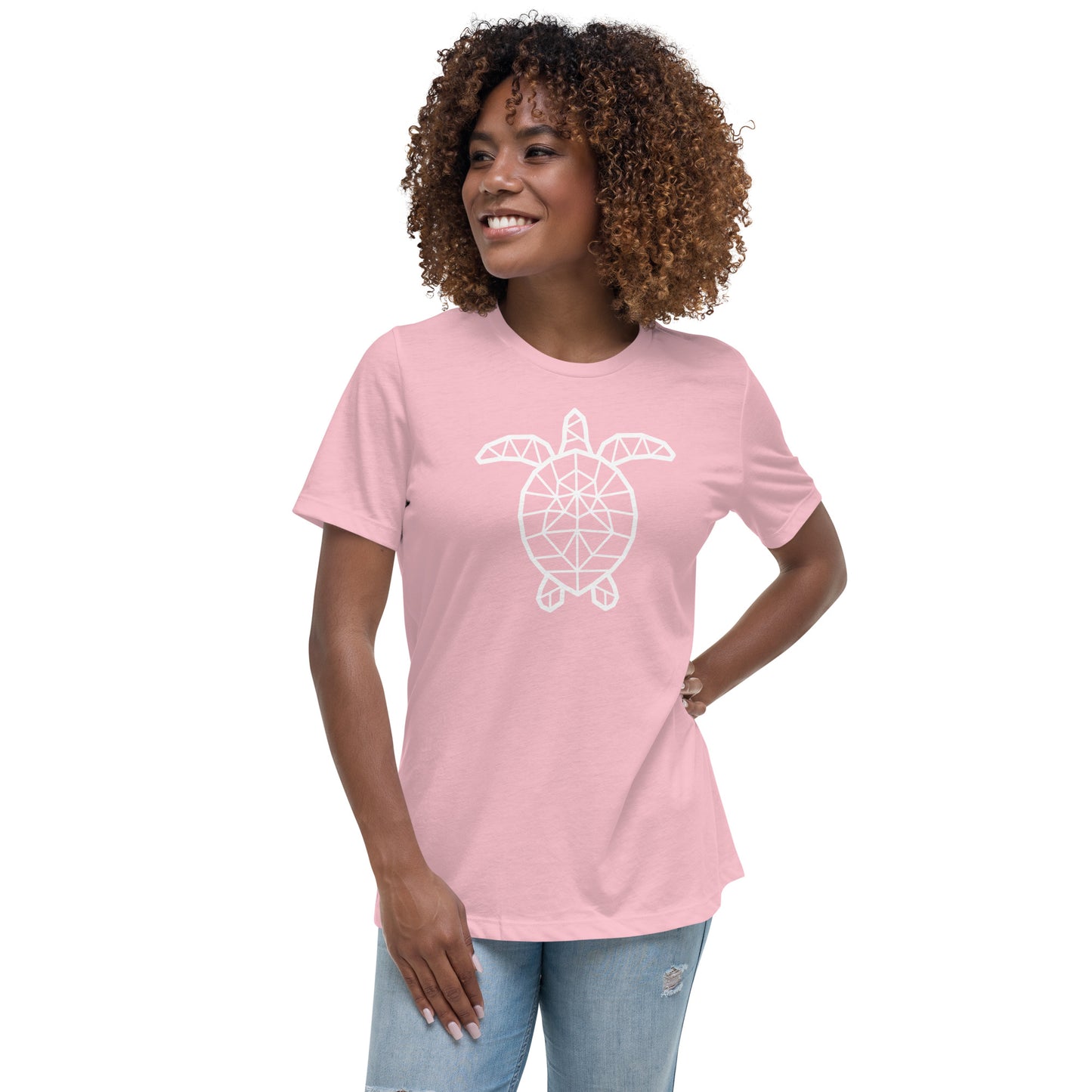 Women's Relaxed Soft & Smooth Premium Quality T-Shirt Mosaic Turtle Design by IOBI Original Apparel